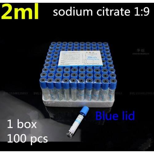 Medical Disposable 2ml 5ml 10ml vacuum suction tube sodium citrate 1:9 blue cap with anticoagulant citrate Blue lid Lab