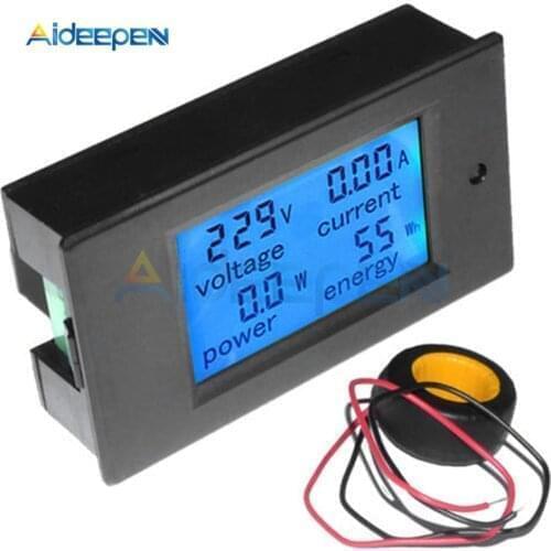 Multimeter Ammeter Voltmeter Wattmeter AC 80-260V 0-100A LCD Digital Display Current Voltage Power Energy Meter