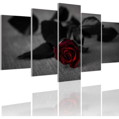 Night Red Roses Modern 5 Panels HD Canvas Painting Posters Wall Art Print Pictures Living Room Interior Home Decoration Frame