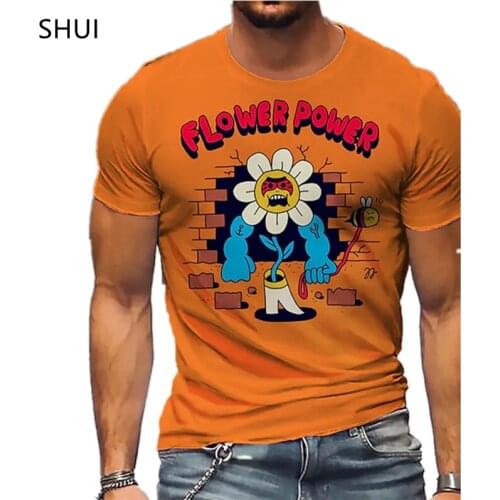 2021 Summer New Small Flower Pattern 3D Printing Unisex T-shirt Fashion Casual Small Fresh New Size Clothing XXS-6XL Fashion Men