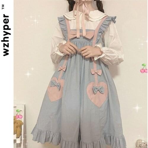 New Arrival Cute Gothic Lolita Dress Harajuku Street Fashion Cross Cosplay Female Bow Dress Japanese Soft Sister Style Dress