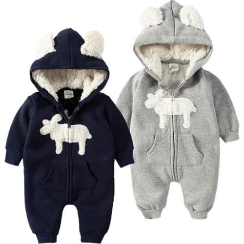 Autumn Winter Baby Clothes Boy Overalls Newborn One Piece Romper Girl newborn Jumpsuit Hooded