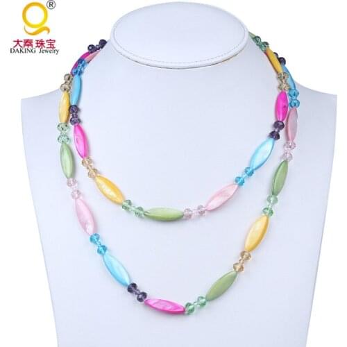Top quality marquis shell necklace crystal beads necklace handmade fashion jewelry for women long design necklace