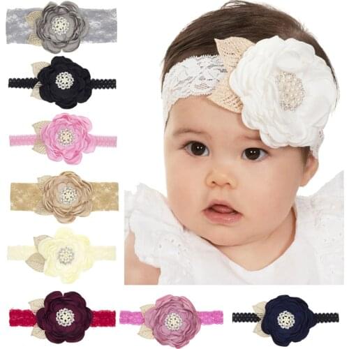 Infant Child Hair Band Three-dimensional Floral Rhinestone Crown Headdress Baby Girl Mesh Elastic Headband Newborn Turban 0-3 Y