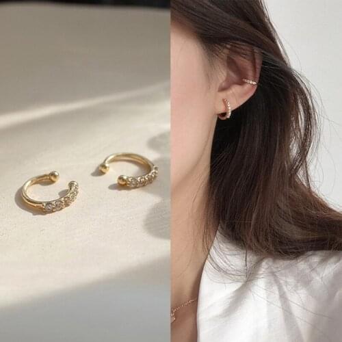 Simple Chic Crystal Metal Clip Earrings Gold Color Fashion No Piercing Cartilage Ear Clip for Women Romantic Jewelry Gifts