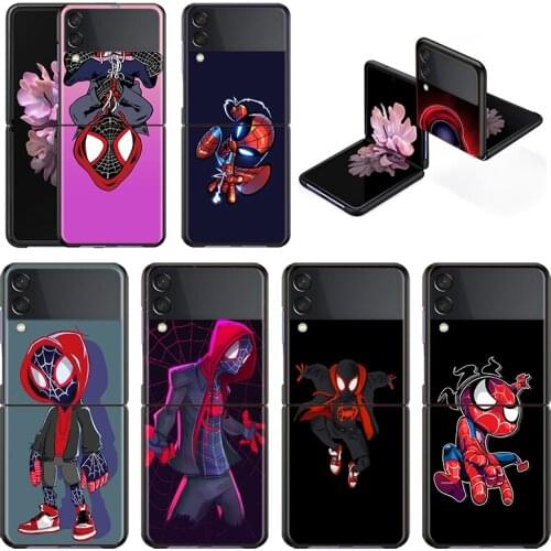 Shockproof Hard Fashion New Mobile Cover Cartoon Cute Marvel Spiderman For Samsung Galaxy Z Flip 3 5G Black Fundas Phone Case