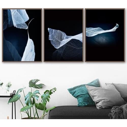 Transparent Plants Leaf Veins Wall Art Modern Blade Light and Shadow Canvas Painting Nordic Poster and Print Picture Home Decor