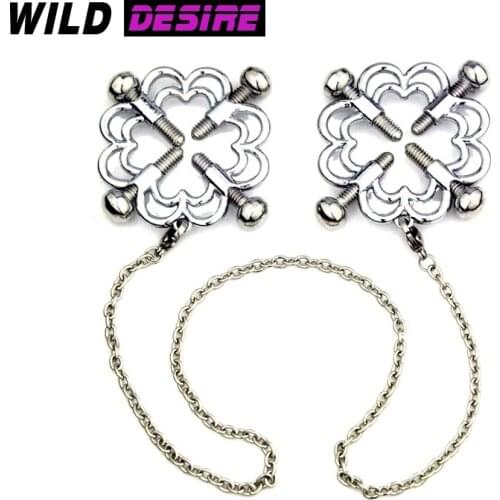 Stainless Steel Adjustable Nipple Clamps Chain torture play Clamp metal Nipple clips breast Bondage Restraints Fetish sex toys