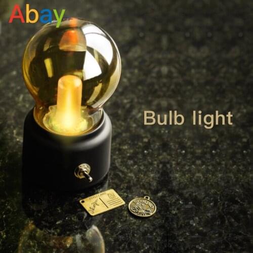 Retro Charging Light Bulb Night Light Creative Nostalgic Usb Bedroom Bedside Atmosphere Desk Lamp Eye Protection Table Lamp