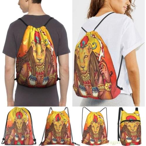 Sekhmet - The Red Lady Of Dread Men Outdoor Travel Gym Bag Waterproof Drawstring Backpack Women Fitness Swimming Bag