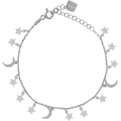 Silver Multi Press Crescent Star Dangle Bracelet, best present options for Your Loved Ones