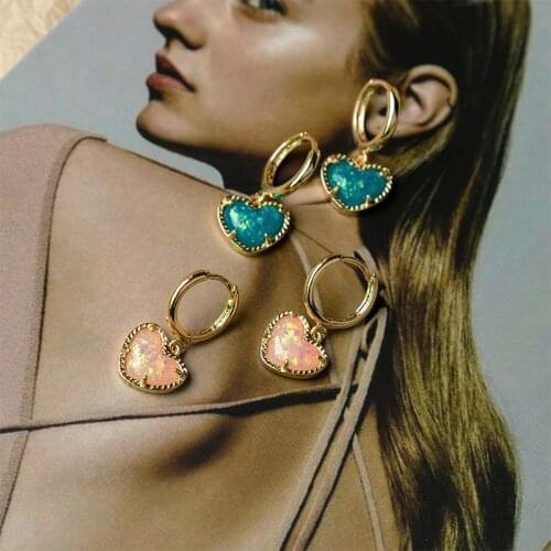 Colorful Heart Drop Earrings for Women Love Heart Gold Hoop Earring Fashion Texture Jewelry Engagement Party Accessories Gift