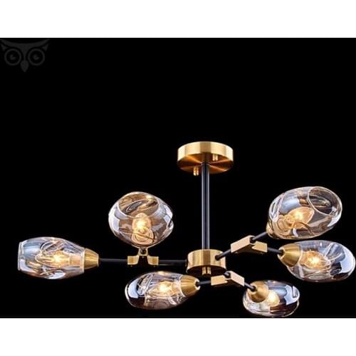 Nordic Iron Chandelier Lighting LED Glass Hanging Lamps Modern Ceiling Chandelier Bedroom Home Decor Lustre Suspension Luminaria