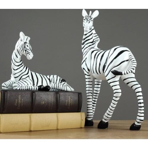 2PCS/SET MODERN SIMPLE ZEBRA FIGURINE ANIMALS STATUE RESIN ART&CRAFT SCULPTURE HOME DECORATION ACCESSORIES FOR LIVING ROOM R1692