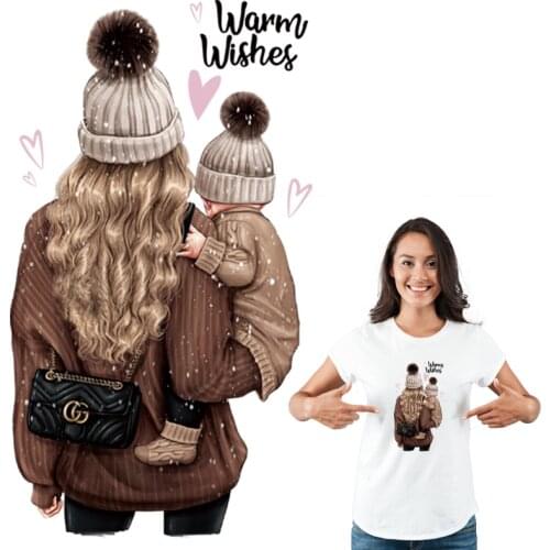Warm Wishes From Mom Patches Iron On Family Clothes A-Level Washable Hoodies Tops Diy Thermal Press Vinyl Patches Transfer