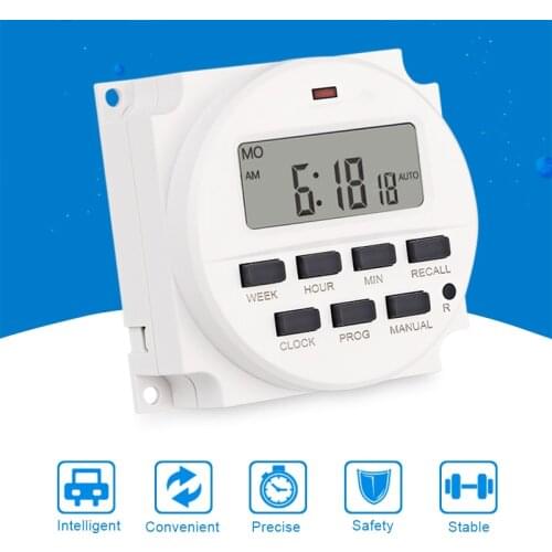 TM618H-2 220V AC Digital Time Switch Output Voltage 7 Day Weekly Programmable Timer Switch for Lights Application