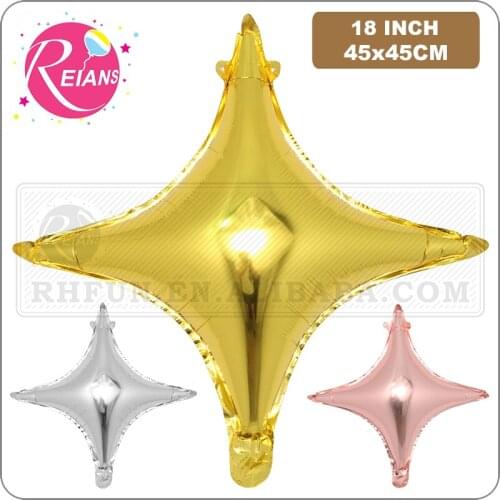 Baby Shower Birthday Balloon 18-inch 4-pointed Star Aluminum Foil Balloons Party Supplies Wedding Room Decoration Star Balloons