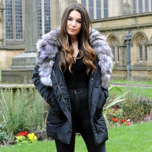 CX-G-A-190A Winter Fashion Real Fox Fur Collar Women Down Jackets