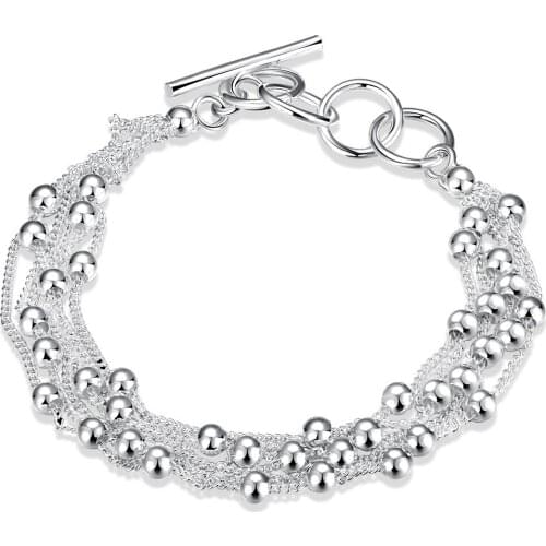 925 Silver Bracelet for Women Fine Jewelry Wholesale Real Pure Six Tassels Beads OL Female Simple Special Brand Gift