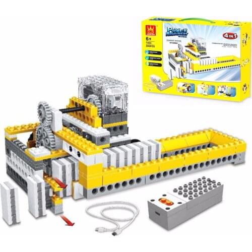 286pcs Machinery Dominoe Machine DIY Assembly Building Blocks 4 In 1 Model Educational Toys For Children 1405