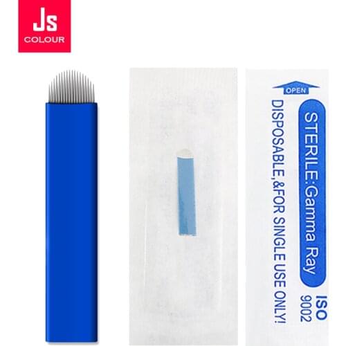 30pcs Microblading Disposable Eyebrow Blade Curved U Shape 14/16/18 Pins Tattoo Manual Needle for Permanent Makeup Lip Liner Pen