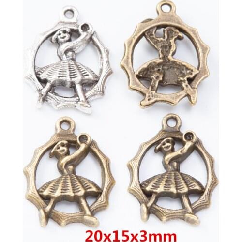 35 pieces of retro metal zinc alloy girl pendant for DIY handmade jewelry necklace making 7385