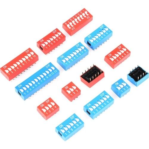50PCS Red/Blue 2.54mm Pitch Slide Type Switch 1P/2P/3P/4P/5P-10P DIP Switch New