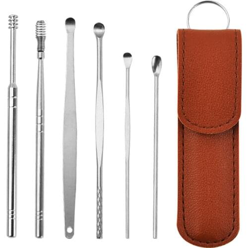 6PCS Ear Cleaner Wax Removal Tool Earpick Sticks Earwax Remover Curette Ear Pick Cleaning Ear Cleanser Spoon Health Care Earpick