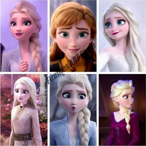 DIY 5D Diamond Painting Disney Frozen Anna Aisha Cartoon Movie Full Round Mosaic Diamond Embroidery Picture Home Decor Gift