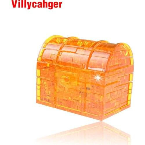 Free shipping 3D Puzzle with Flash Light DIY Model Buliding Toy for Children Home Decoration - Treasure Chest 9006A
