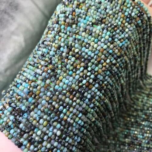 Turquoise roundelle faceted 2/4mm for DIY jewelry making loose beads FPPJ wholesale beads nature gemstone