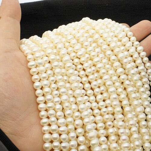 A-AAA Grade 6-7mm Natural Freshwater Pearl Loose Beads Round Shape White Pink and Purple Colors DIY for Making Neckalce
