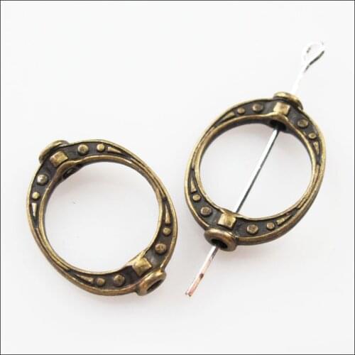 Fashion 16Pcs Antiqued Bronze Color Oval Dots Spacer Frame Beads Charms 14.5x19.5mm