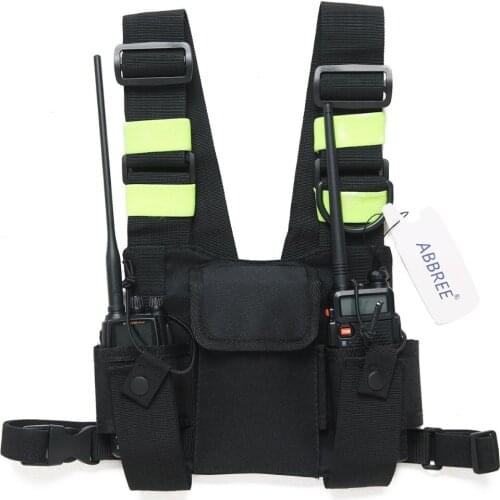 Abbree Chest Harness Front Pack Pouch Holster Carry Case for Baofeng UV-5R UV-82 UV-9R UV-XR TYT TH-UV8000D MD-380 Walkie Talkie
