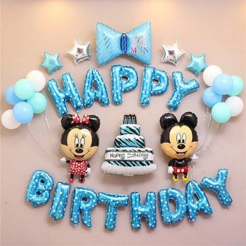 Disney Theme Decoration Balloon Set Childrens Birthday Party Mickey Minnie Aluminum Film Balloon Combination Party Supplies
