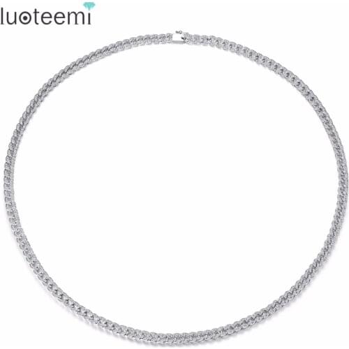 LUOTEEMI Long Necklace Copper CZ Popular Prevalent Fashionable Jewelry Ornament For Women Wife Girl Gift Party Anniversary Prom