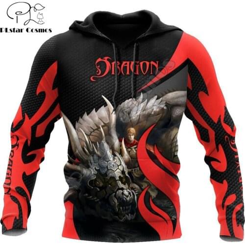 Dragon Knight Art 3D All Over Printed Men Hoodie Autumn and winter Unisex Sweatshirt Zip Pullover Casual Streetwear KJ419