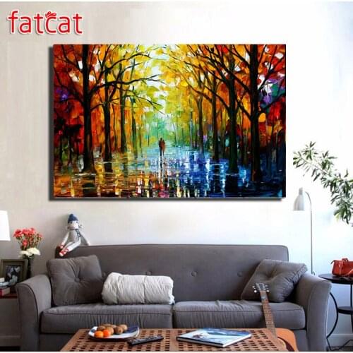FATCAT Abstract forest landscape 5D DIY Diamond Painting Full Diamond Embroidery Cross Stitch kit Mosaic needlework Art AE2763
