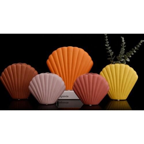 Purple/Pink Nordic Ins Shell Model Ceramic Vase Craft Ornaments Wine Cabinet Dining Table Creative Home Desktop Decoration L7