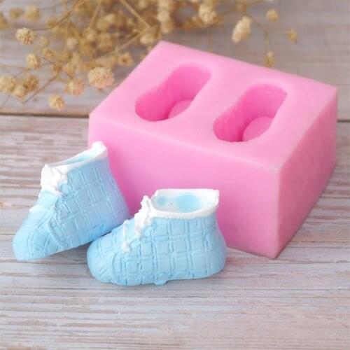 Baby Shoes Shape Silicone Mold Sugarcraft Fondant Cake Decorating Chocolate Birthday Party Cake 3D Infant Shoes Mould