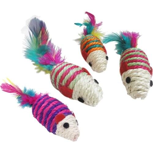 Toy knitted Mouse Scratching post for Cat Multicolored