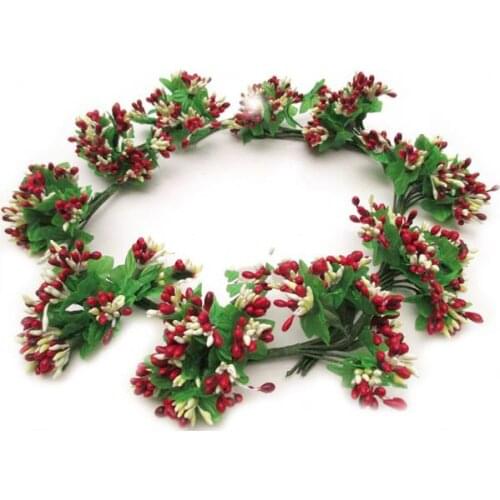 Artificial flowers head Pastoral style simulation leafy garlands beads handmade DIY bride headdress wedding photography props