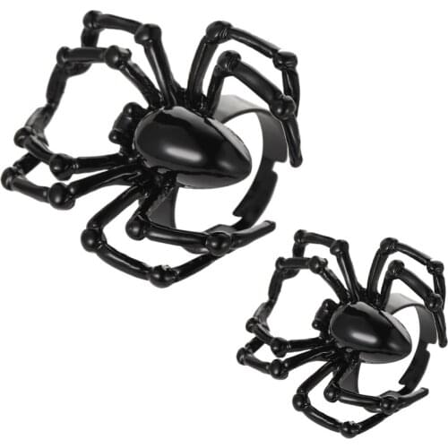 Fashion Gothic Spider Ring Simulation Animal for Women Men Couple Adjustable Finger Ring Punk Halloween Spoof Toy Party Gifts