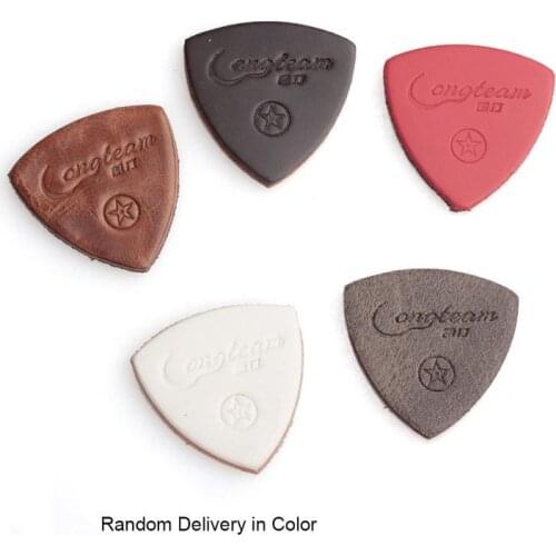 Longteam 3pcs Random Color Genuine Sheep Leather Ukulele Picks Professional Sheepskin Hawaii 4 Strings Guitar Pick Plectrum