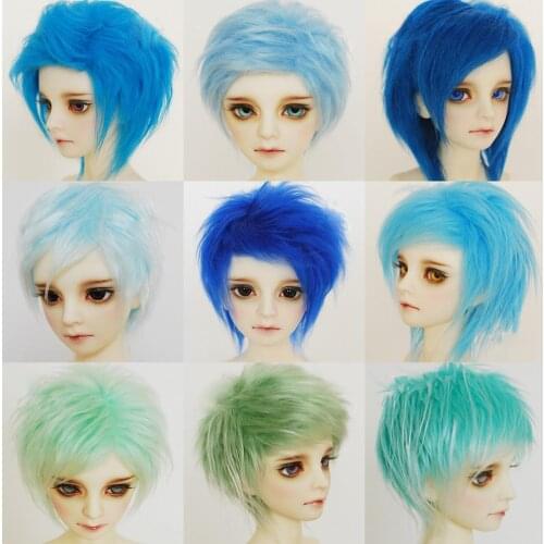 M0300 children handmade toy 1/12 1/8 1/6 1/3 1/4 uncle Doll wig BJD/SD doll props Accessories blue green short hair 1pcs
