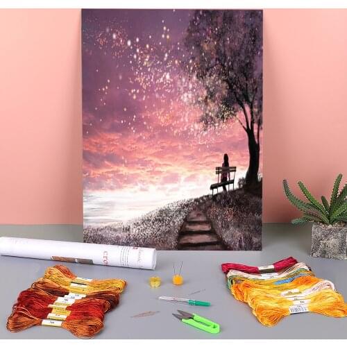 Landscape Scenery Printed 11CT Cross-Stitch Complete Kit DIY Embroidery DMC Threads Handiwork Painting Sewing Hobby Counted