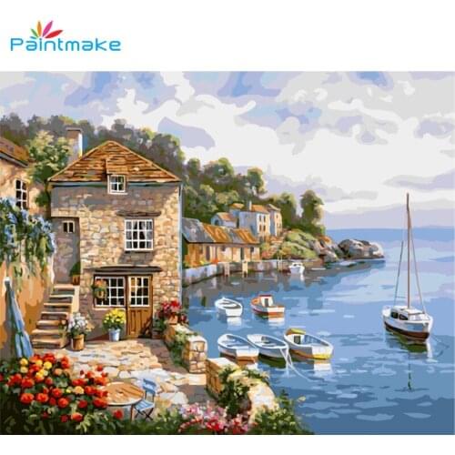 Paintmake landscape DIY Painting By Numbers oil hand Painted On Canvas house For Home Wall decor Art Picture gift G296