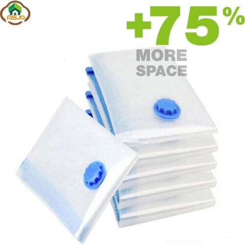 Msjo Vacuum Bags For Clothes Transparent Foldable Large Size Compressed Home Clothes Organizer Saving Space Seal Storage Bag