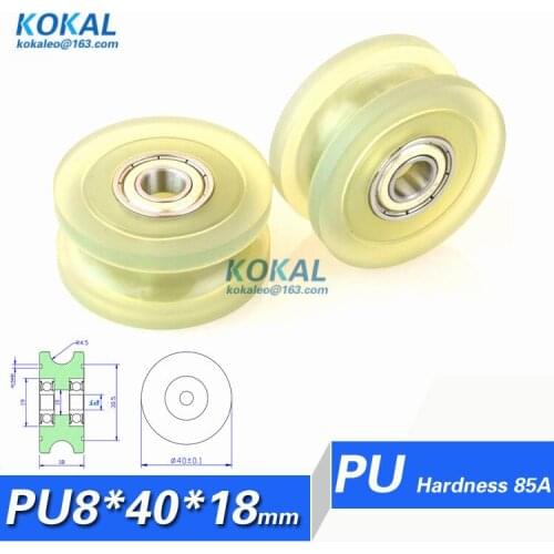 [PU0840-18]Free shipping pipelining TPU PU beall bearing 698ZZ pulley wheel 8*40*18mm u groove type rubber wheel