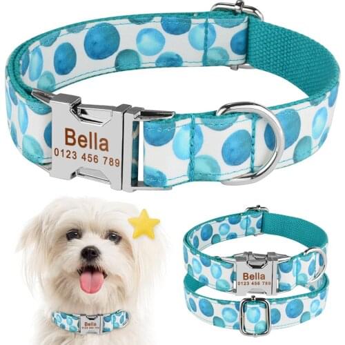 Adjustable Nylon Collar Personalized Pet Dog ID Tag Collars Custom Free Engraved Name Dogs Collars Small Medium Large Dogs Puppy